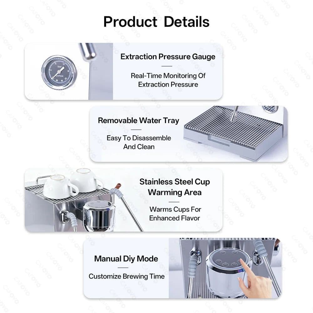 image-CAFOVO E120 Semi-Automatic Espresso Machine 9Bar