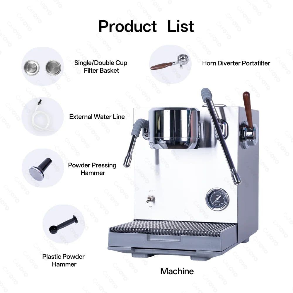 image-CAFOVO E120 Semi-Automatic Espresso Machine 9Bar