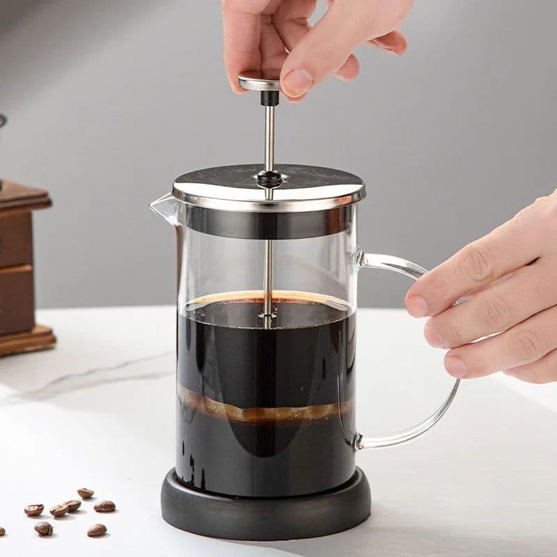 image-French Press Coffee Maker 350ML Glass Stainless Steel