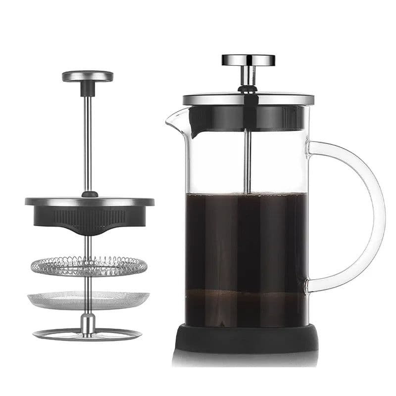 image-French Press Coffee Maker 350ML Glass Stainless Steel