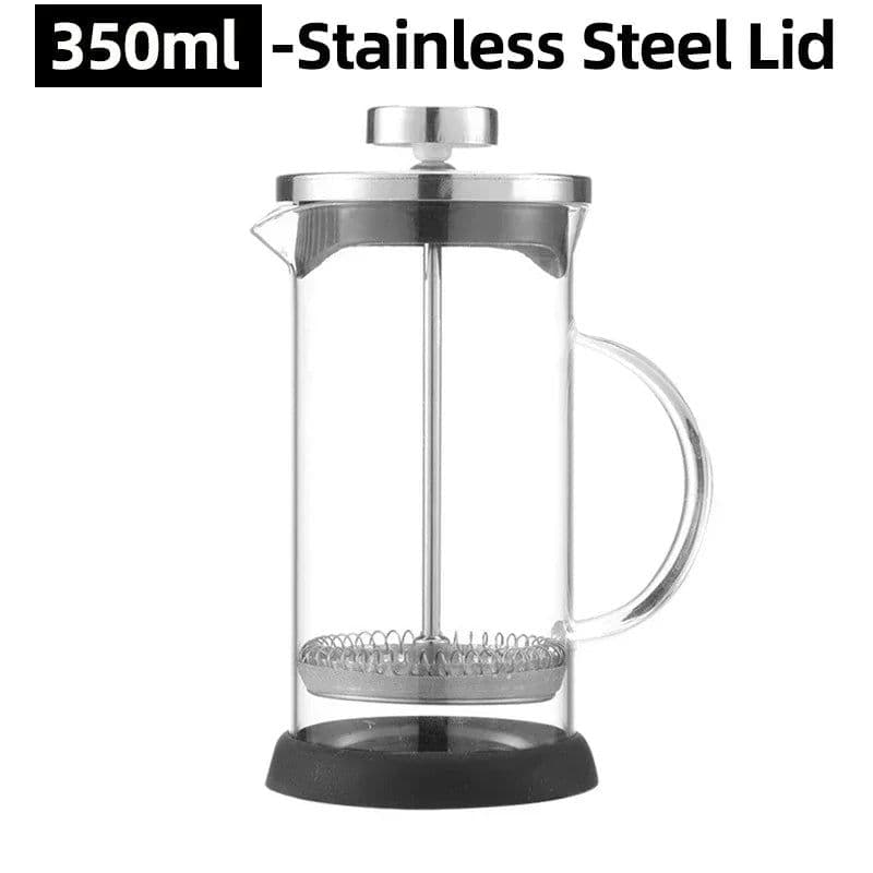 image-French Press Coffee Maker 350ML Glass Stainless Steel