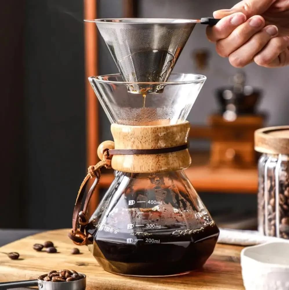 image-Glass Coffee Percolator 400ml with Stainless Steel Filter
