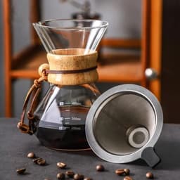 image-Glass Coffee Percolator 400ml with Stainless Steel Filter
