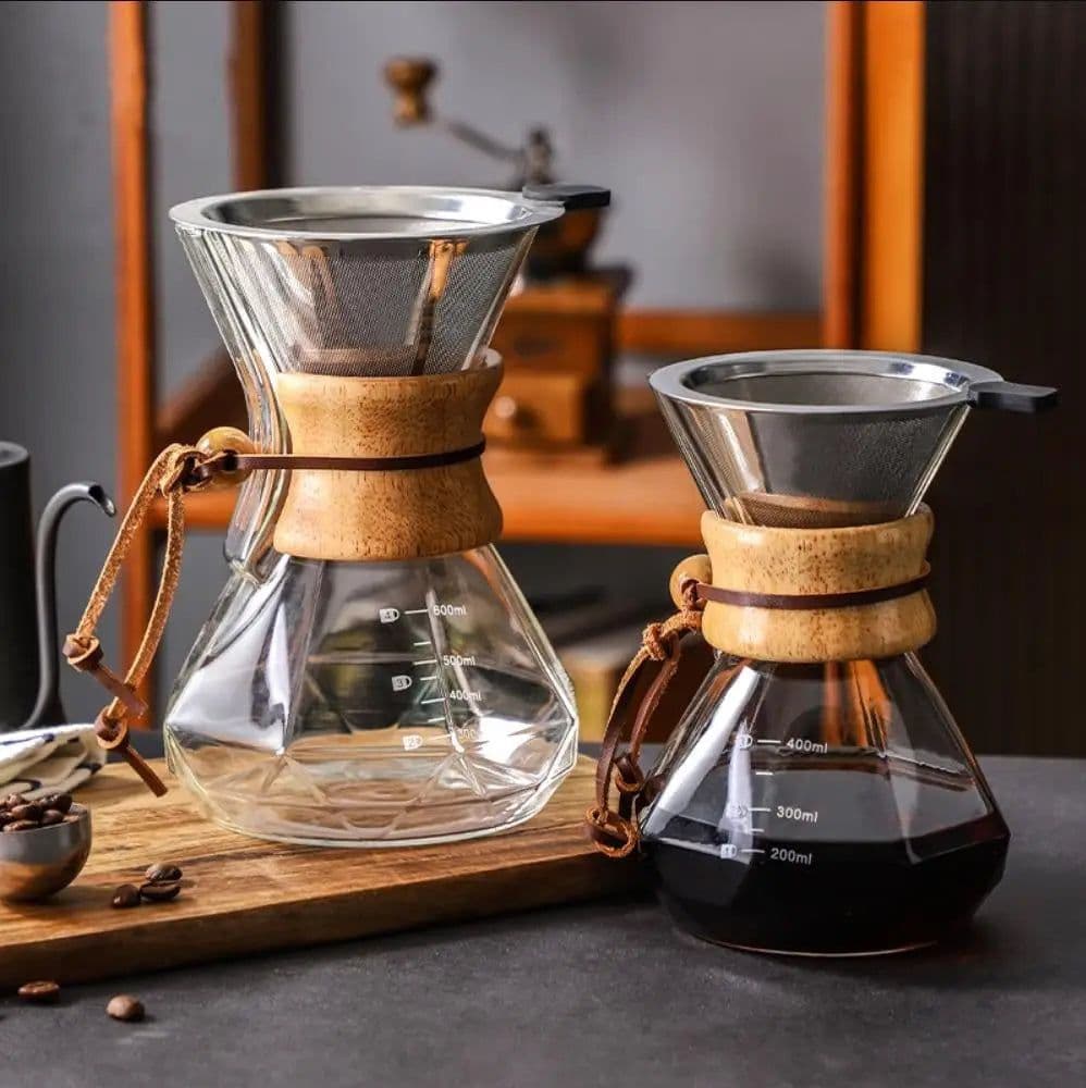 image-Glass Coffee Percolator 400ml with Stainless Steel Filter