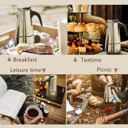 image-Stainless Steel Moka Pot Coffee Maker 9 Cups