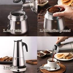 image-Stainless Steel Moka Pot Coffee Maker 9 Cups