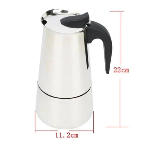 image-Stainless Steel Moka Pot Coffee Maker 9 Cups