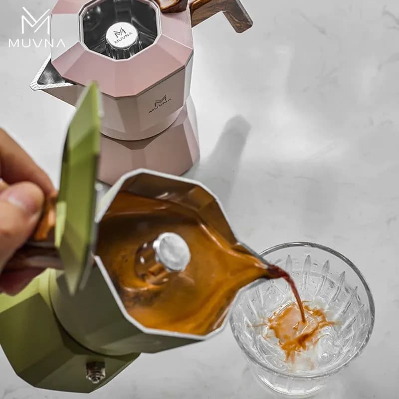 image-MUVNA Espresso Moka Pot 2/4 Cup Stovetop Coffee Maker