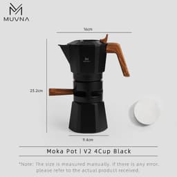 image-MUVNA Espresso Moka Pot 2/4 Cup Stovetop Coffee Maker