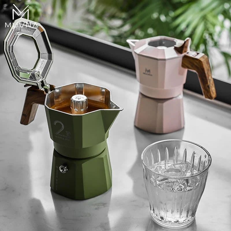 image-MUVNA Espresso Moka Pot 2/4 Cup Stovetop Coffee Maker