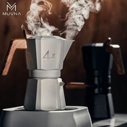 image-MUVNA Espresso Moka Pot 2/4 Cup Stovetop Coffee Maker