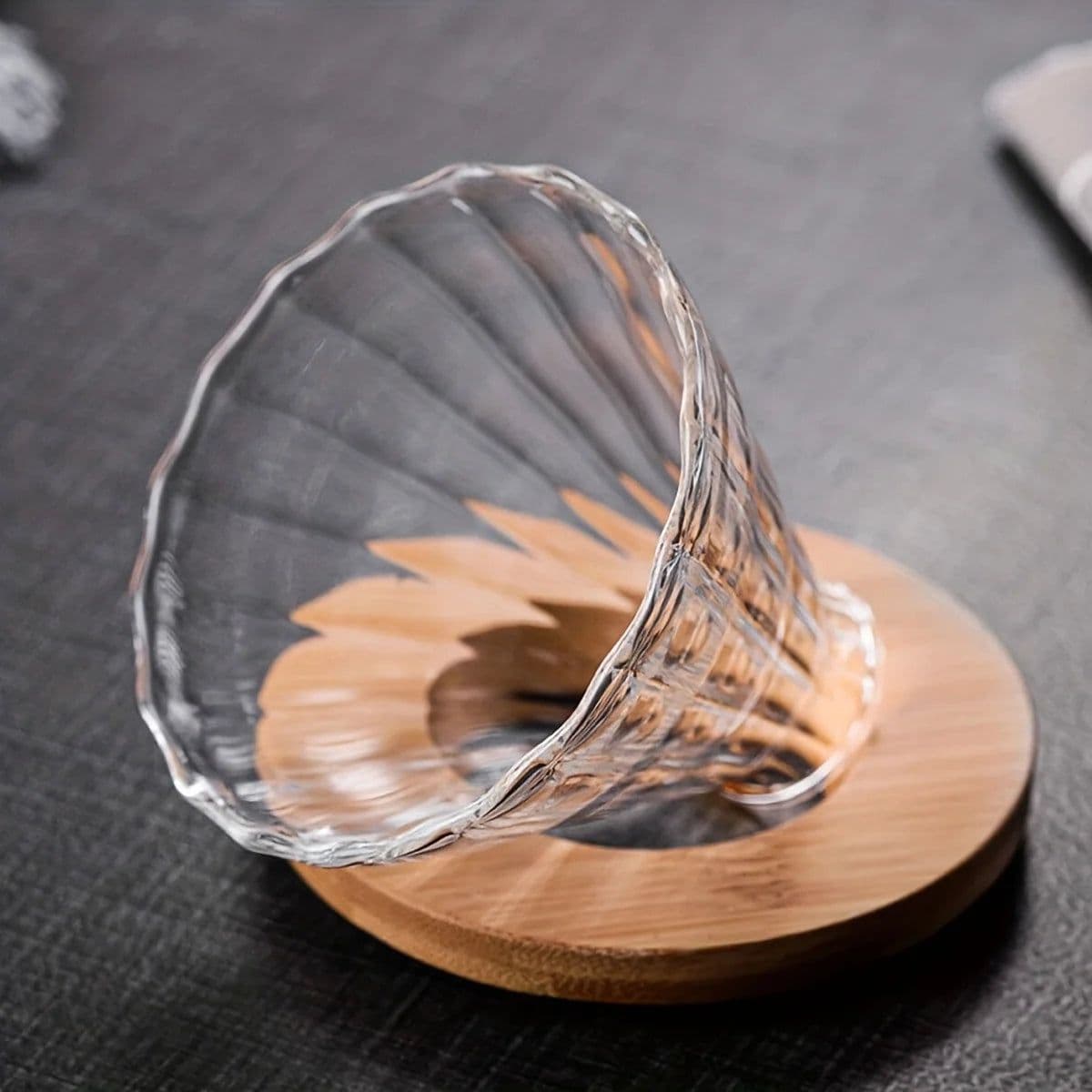 image-Glass Pour Over Coffee Dripper with Bamboo Stand