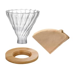 image-Glass Pour Over Coffee Dripper with Bamboo Stand