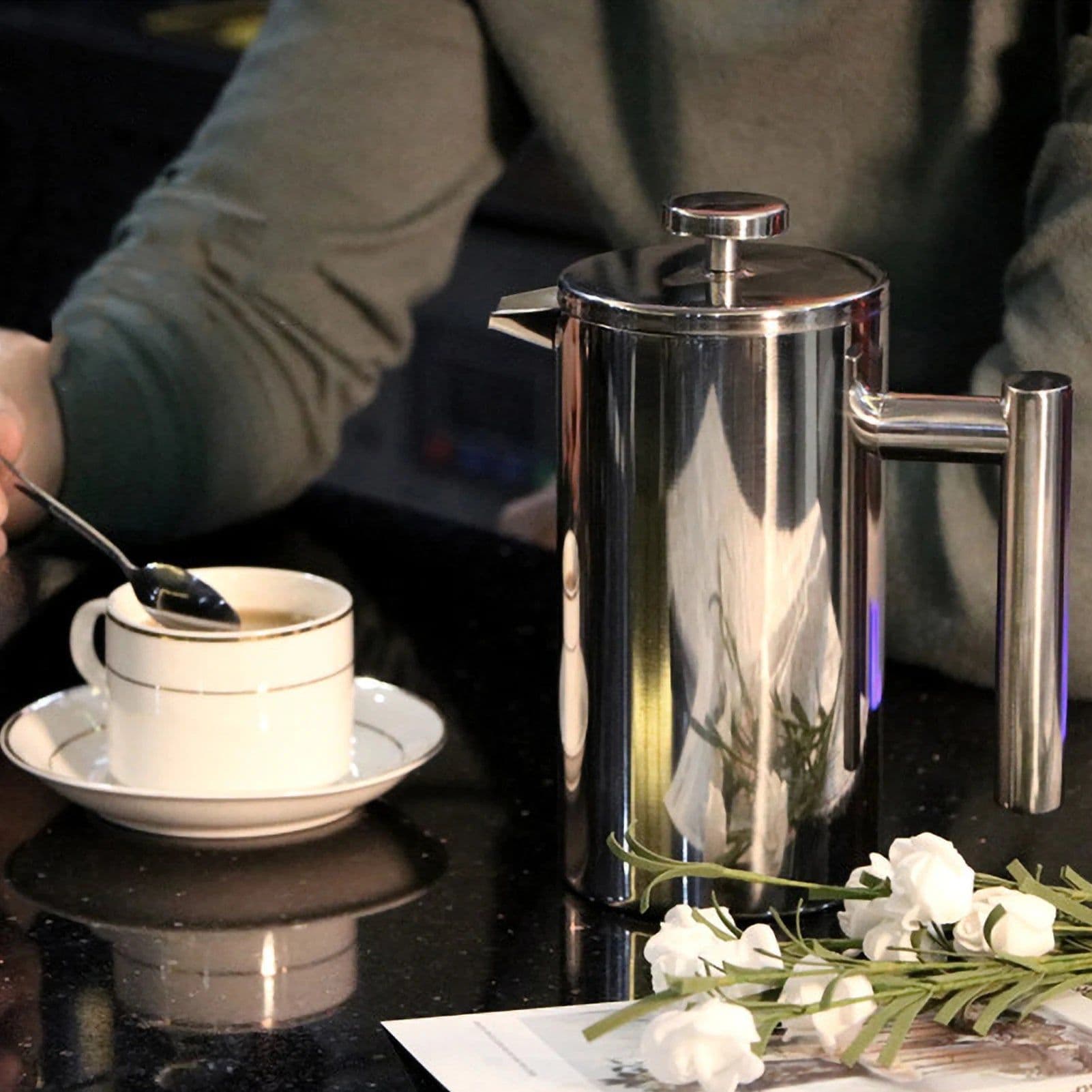 image-Stainless Steel French Press Coffee Maker 1L