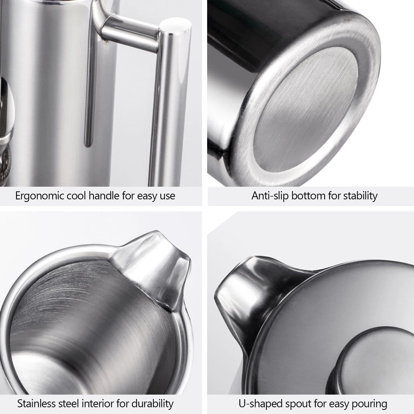 image-Stainless Steel French Press Coffee Maker 1L