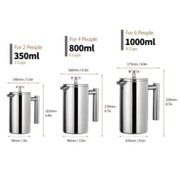 image-Stainless Steel French Press Coffee Maker 1L