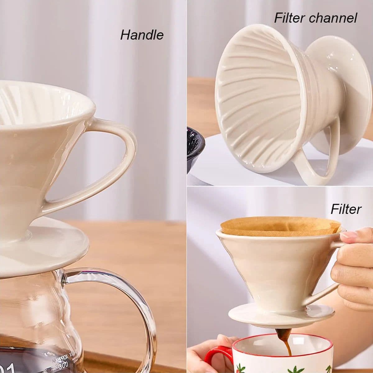 image-Pour Over Coffee Maker Set with Glass Pot & Dripper