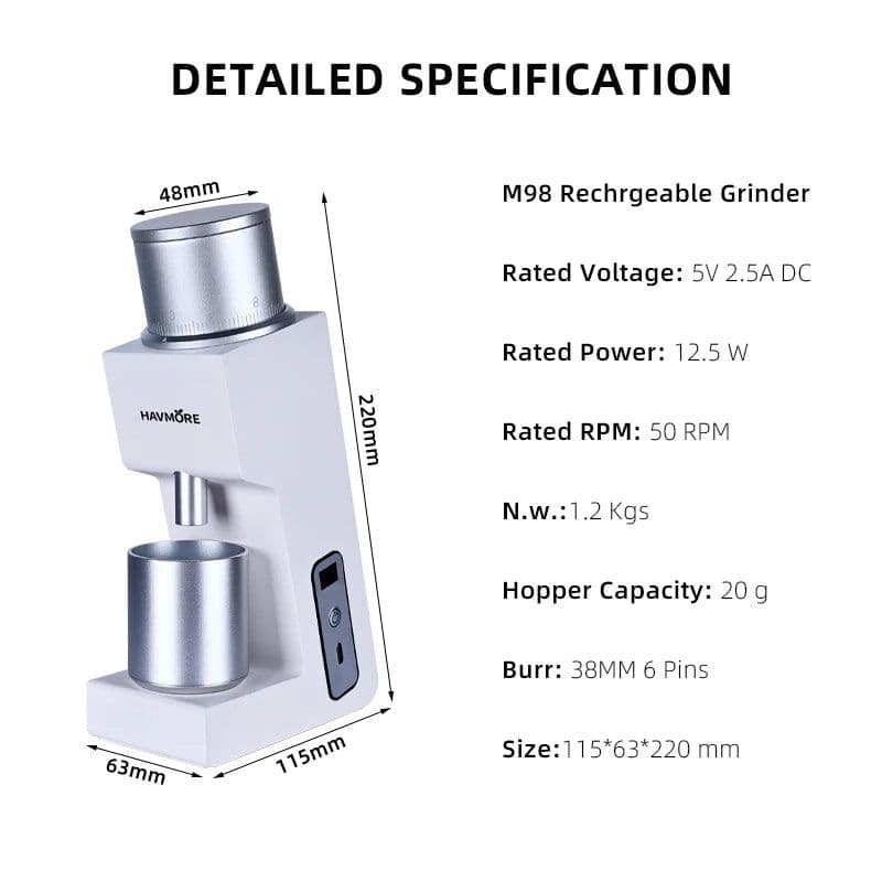 image-HAVMORE EMG05 Mini Burr Coffee Grinder