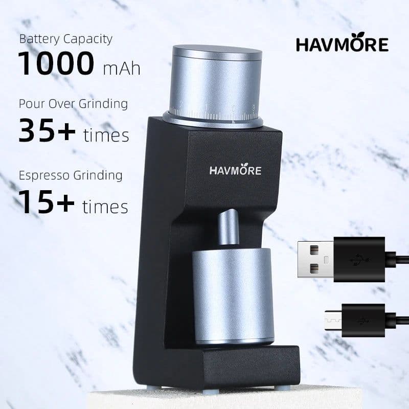 image-HAVMORE EMG05 Mini Burr Coffee Grinder