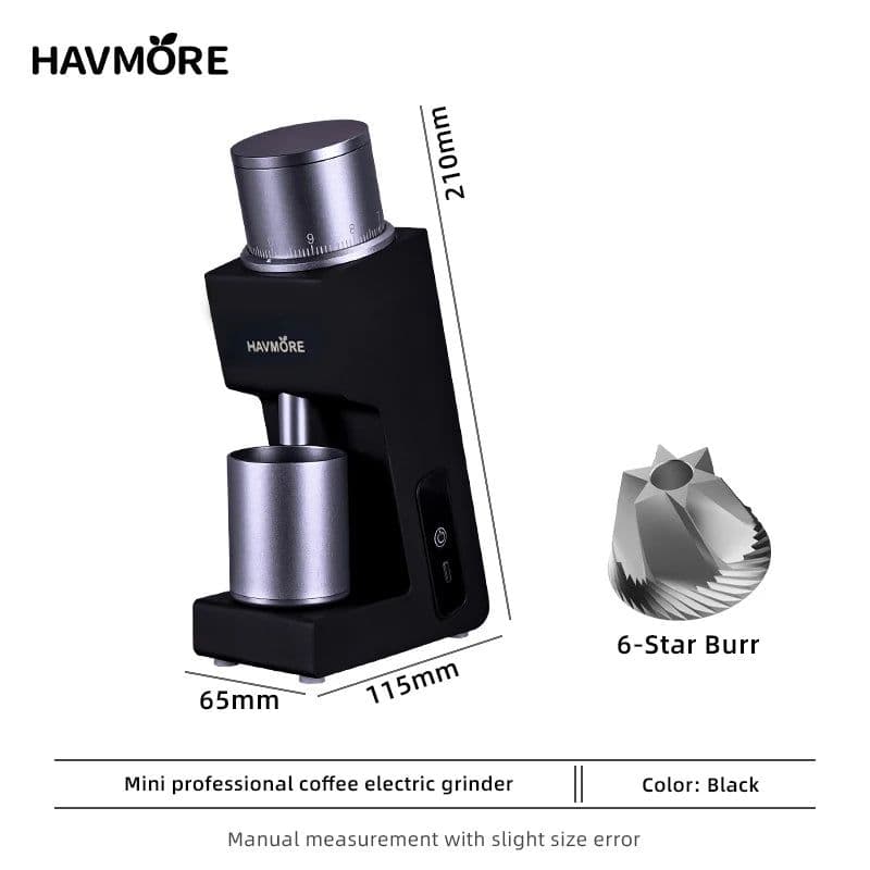 image-HAVMORE EMG05 Mini Burr Coffee Grinder