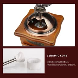 image-Antique Manual Coffee Grinder Hand Crank Wooden Burr