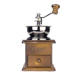 image-Antique Manual Coffee Grinder Hand Crank Wooden Burr