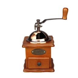image-Antique Manual Coffee Grinder Hand Crank Wooden Burr