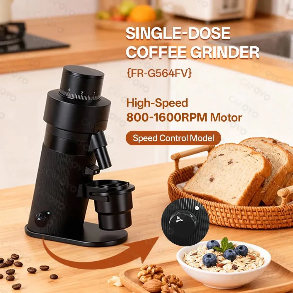 image-CAFOVO G564FV Flat Burr Coffee Grinder 64mm Stepless