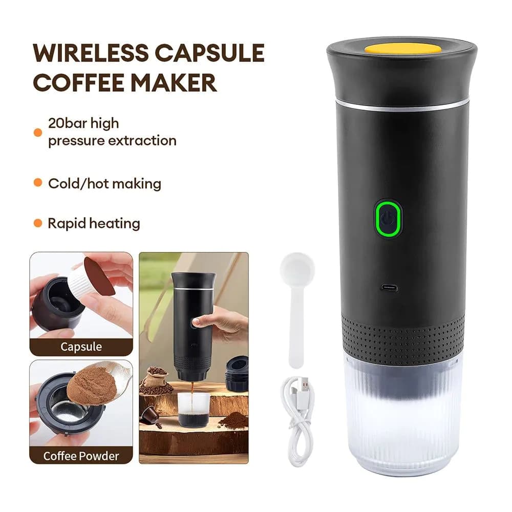 image-3-in-1 Portable Capsule Espresso Coffee Maker Wireless