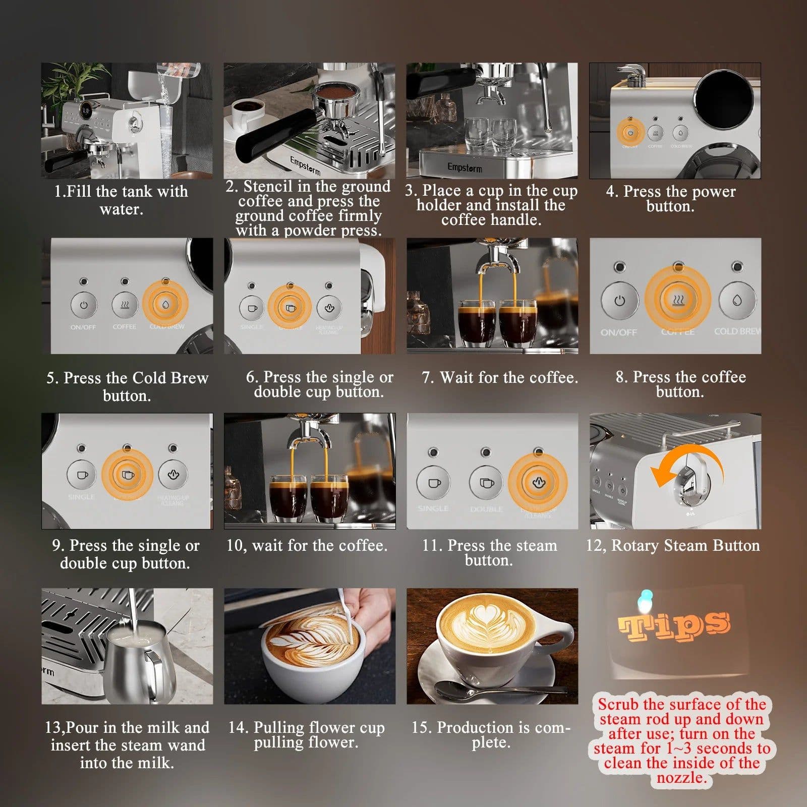 image-Empstorm EM-CB1 Semi-Automatic Espresso Machine