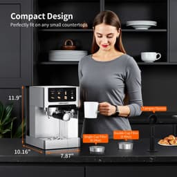 image-Automatic Espresso Machine with Milk Frother, 20 Bar