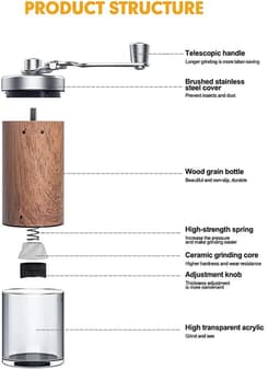 image-Portable Manual Coffee Grinder with Wood Grain Design