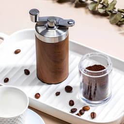 image-Portable Manual Coffee Grinder with Wood Grain Design