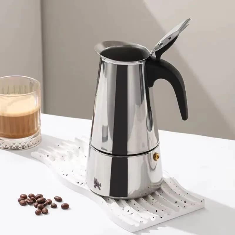 image-Stainless Steel Moka Pot Coffee Maker 2/4/6/9 Cups