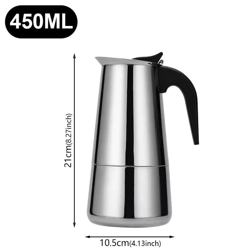 image-Stainless Steel Moka Pot Coffee Maker 2/4/6/9 Cups