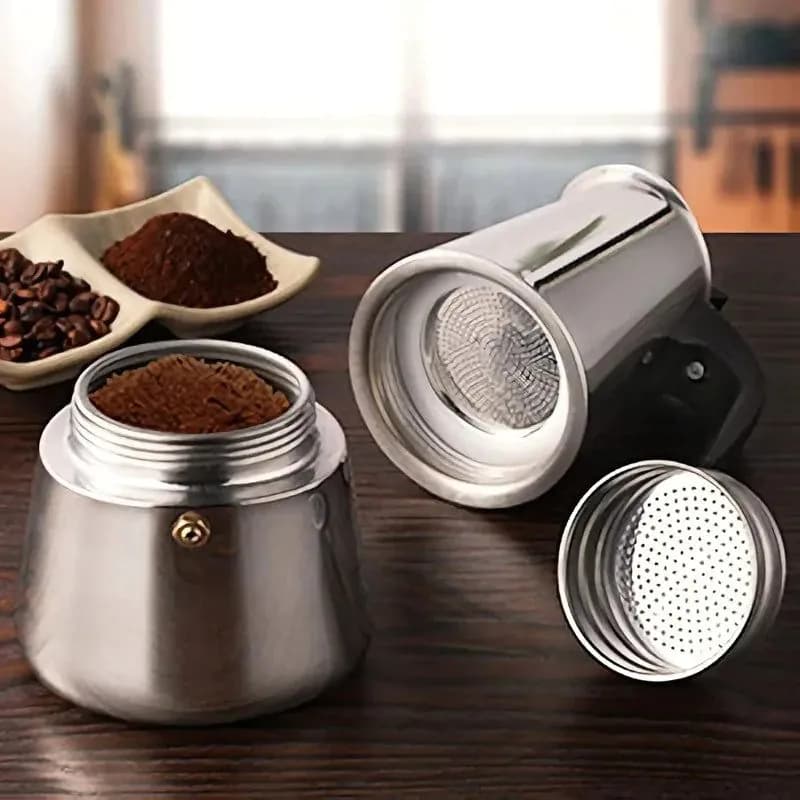 image-Stainless Steel Moka Pot Coffee Maker 2/4/6/9 Cups
