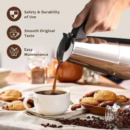 image-Stainless Steel Moka Pot Coffee Maker 2/4/6/9 Cups