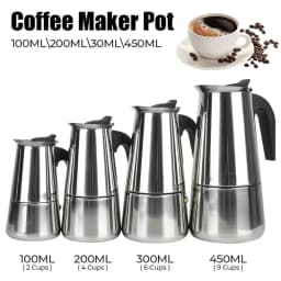 image-Stainless Steel Moka Pot Coffee Maker 2/4/6/9 Cups