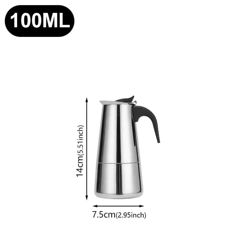 image-Stainless Steel Moka Pot Coffee Maker 2/4/6/9 Cups
