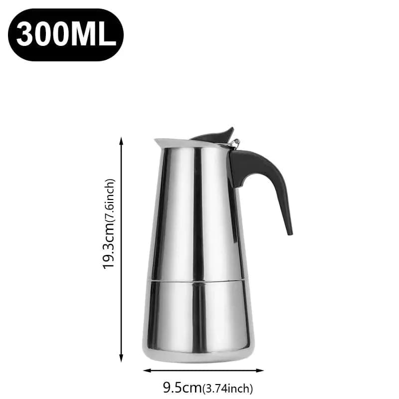 image-Stainless Steel Moka Pot Coffee Maker 2/4/6/9 Cups