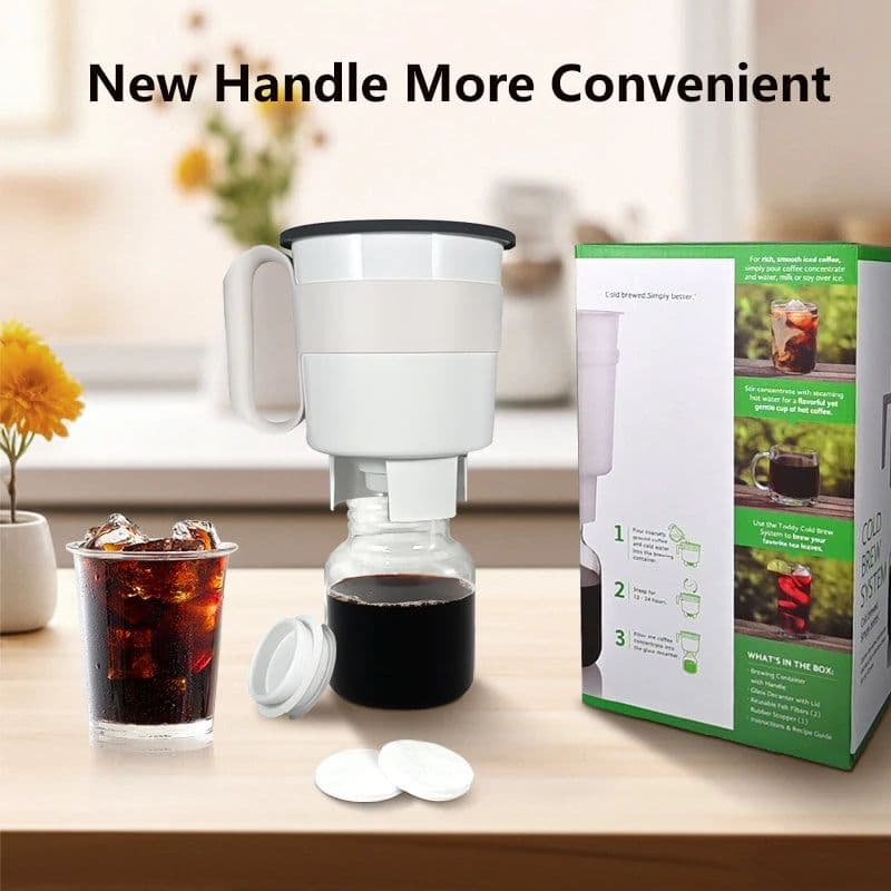 image-Portable Cold Brew Coffee Maker, 1.65L Glass Bucket