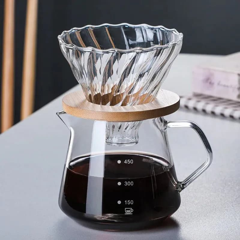 image-Pour Over Coffee Maker Set, 400ml Borosilicate Glass