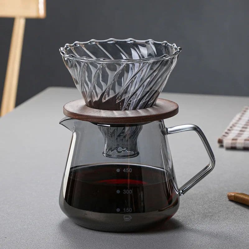 image-Pour Over Coffee Maker Set, 400ml Borosilicate Glass