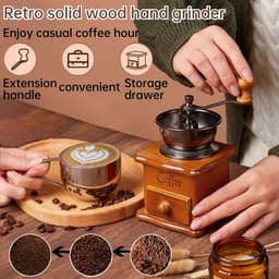 image-Vintage Manual Coffee Grinder with Adjustable Coarseness