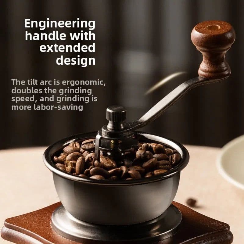 image-Vintage Manual Coffee Grinder with Adjustable Coarseness