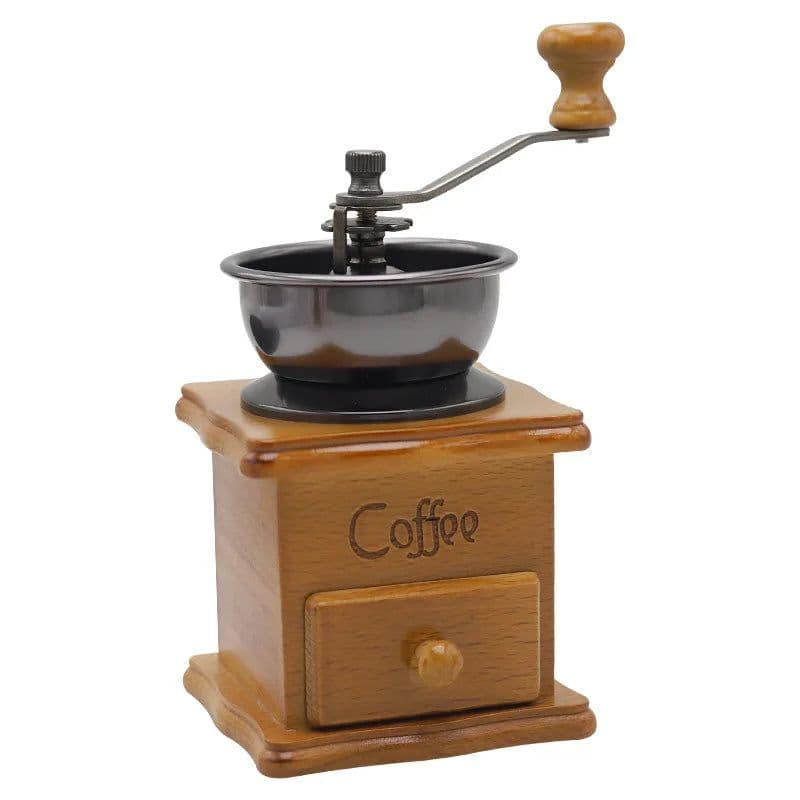 image-Vintage Manual Coffee Grinder with Adjustable Coarseness