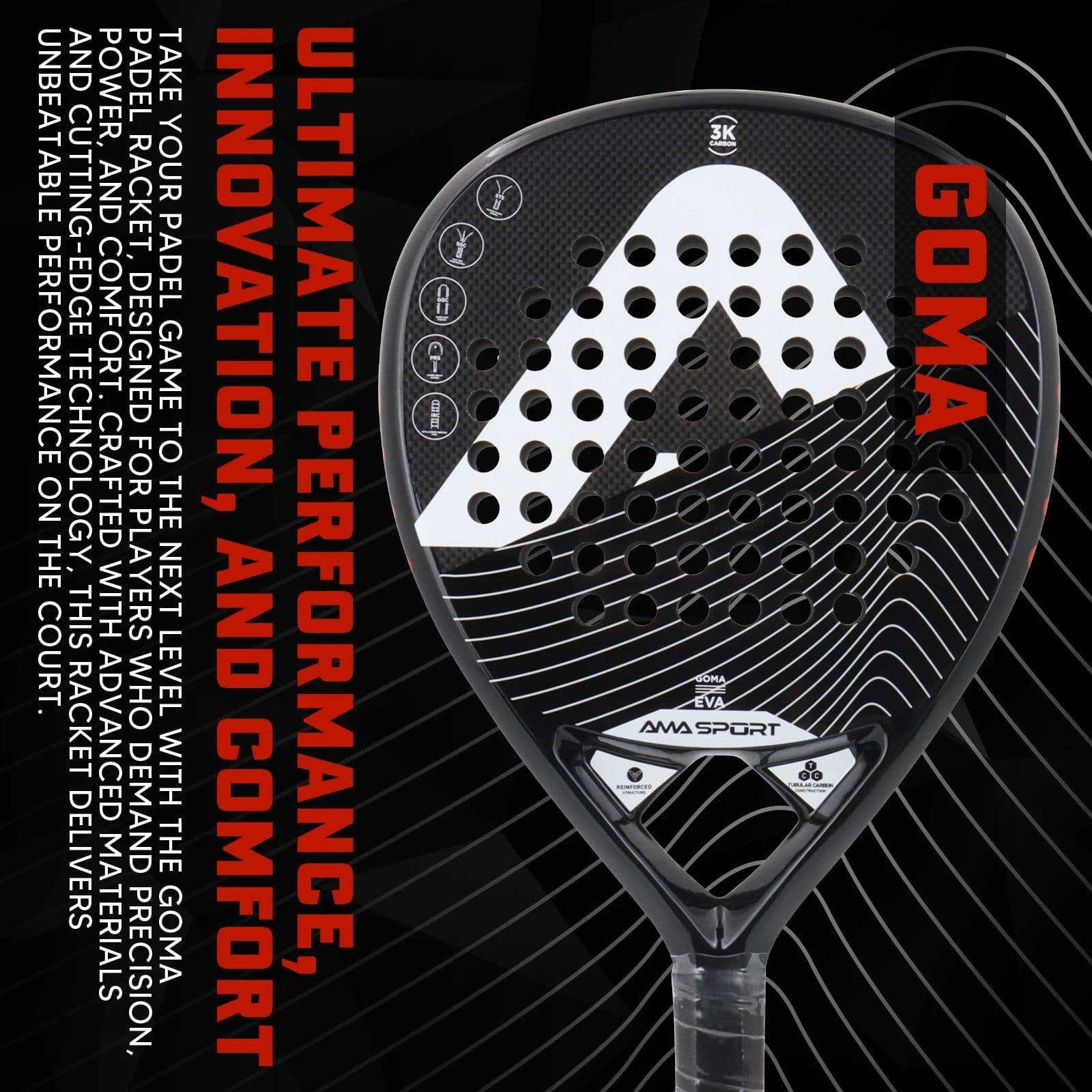 image-AMA Sport P42 3K Carbon Fiber Padel Racket