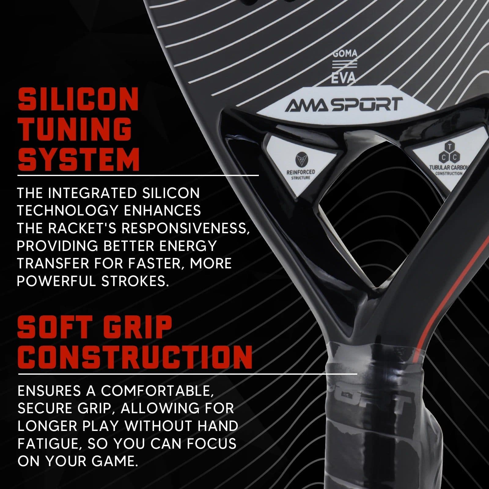 image-AMA Sport P42 3K Carbon Fiber Padel Racket