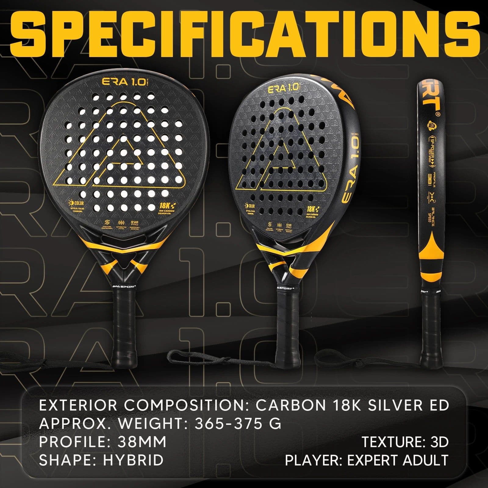 image-AMA SPORT Era Cubic JP91 18K Carbon Padel Racket