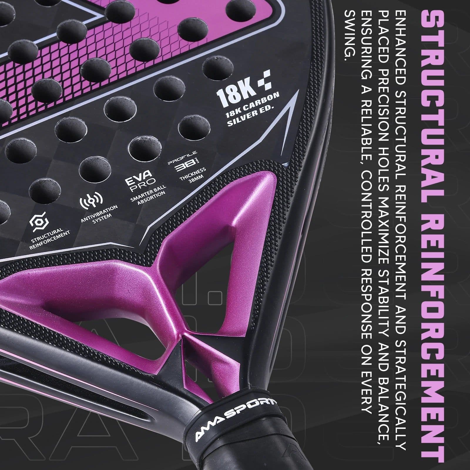 image-AMA Sport NTO Padel Racket 18K Carbon Fiber Diamond